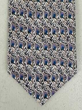 Vintage Abstract Art Silk Tie 80s Fox & Chave Made In England Necktie Peacock